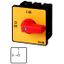 On-Off switch, P3, 100 A, flush mounting, 3 pole, Emergency switching off function, with red thumb grip and yellow front plate thumbnail 1