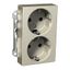 Exxact double socket-outlet centre-plate high earthed screwless metallic thumbnail 2