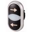 Double actuator pushbutton, RMQ-Titan, Actuators and indicator lights non-flush, momentary, White lens, black, black, inscribed, Bezel: titanium, arro thumbnail 1