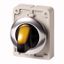 Illuminated selector switch actuator, RMQ-Titan, With thumb-grip, maintained, 2 positions, yellow, Metal bezel thumbnail 1