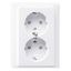 SCHUKO double socket-outlet, shuttered, screwless term., active white, M-Smart thumbnail 2