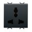 MULTISTANDARD SOCKET-OUTLET 2P+E - 13 A/250 V ac - 15 A/127 V ac - 2 MODULES - SATIN BLACK - CHORUSMART thumbnail 2