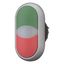 Double actuator pushbutton, RMQ-Titan, Actuators and indicator lights non-flush, momentary, White lens, green, red, Blank, Bezel: titanium thumbnail 2