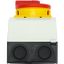 Main switch, T0, 20 A, surface mounting, 2 contact unit(s), 3 pole, 1 N/O, Emergency switching off function, With red rotary handle and yellow locking thumbnail 13