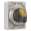 Illuminated selector switch actuator, RMQ-Titan, with thumb-grip, maintained, 3 positions, yellow, Front ring stainless steel thumbnail 12