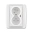 5593E-C02357 01 Double socket outlet with earthing pins, shuttered, with turned upper cavity, with surge protection thumbnail 1