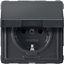 SCHUKO socket-outlet w. hng.lid, shutter, screwl. term., anthracite, Aquadesign thumbnail 4