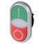 Double actuator pushbutton, RMQ-Titan, Pushbutton actuator I and indicator light flush, pushbutton actuator 0 non-flush, momentary, White lens, green, thumbnail 8