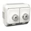 Exxact double socket-outlet w. lid and key-lock IP44 surface earthed screw white thumbnail 3