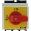 On-Off switch, P1, 40 A, service distribution board mounting, 3 pole, Emergency switching off function, with red thumb grip and yellow front plate thumbnail 1