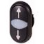 Double actuator pushbutton, RMQ-Titan, Actuators and indicator lights non-flush, momentary, White lens, black, black, inscribed, Bezel: black, arrow u thumbnail 1