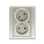 5583F-C02357 32 Double socket outlet with earthing pins, shuttered, with turned upper cavity, with surge protection ; 5583F-C02357 32 thumbnail 1