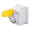 10° ANGLED SURFACE-MOUNTING SOCKET-OUTLET - IP44 - 2P+E 16A 100-130V 50/60HZ - YELLOW - 4H - SCREW WIRING thumbnail 2