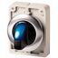 Illuminated selector switch actuator, RMQ-Titan, with thumb-grip, momentary, 3 positions, Blue, Front ring stainless steel thumbnail 2