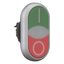 Double actuator pushbutton, RMQ-Titan, Actuators and indicator lights flush, momentary, White lens, green, red, inscribed, Bezel: titanium thumbnail 7