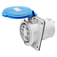 10° ANGLED FLUSH-MOUNTING SOCKET-OUTLET HP - IP44/IP54 - 2P+E 63A 200-250V 50/60HZ - BLUE - 6H - MANTLE TERMINAL thumbnail 1