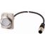 Pushbutton, Flat, momentary, 1 N/O, Cable (black) with M12A plug, 4 pole, 1 m, White, Blank, Metal bezel thumbnail 1