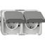 SCHUKO double socket, horizontally arranged, light gray, AQUASTAR thumbnail 2