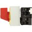 On-Off switch, T0, 20 A, service distribution board mounting, 1 contact unit(s), 2 pole, Emergency switching off function, with red thumb grip and yel thumbnail 34