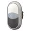 Double actuator pushbutton, RMQ-Titan, Actuators and indicator lights non-flush, momentary, White lens, white, black, Blank, Bezel: titanium thumbnail 5