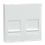 Cen.pl. f. 2-gang modular jack w. dust slide, active white, glossy, System M thumbnail 4