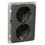 Exxact double socket-outlet centre-plate low earthed screwless anthracite thumbnail 3