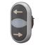 Double actuator pushbutton, RMQ-Titan, Actuators and indicator lights non-flush, momentary, White lens, black, black, inscribed, Bezel: titanium, arro thumbnail 3