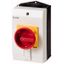 Safety switch, P1, 25 A, 3 pole + N, Emergency switching off function, With red rotary handle and yellow locking ring, Lockable in position 0 with cov thumbnail 1