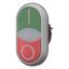 Double actuator pushbutton, RMQ-Titan, Pushbutton actuator I and indicator light flush, pushbutton actuator 0 non-flush, momentary, White lens, green, thumbnail 4