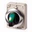 Illuminated selector switch actuator, RMQ-Titan, With thumb-grip, maintained, 2 positions (V position), green, Metal bezel thumbnail 1