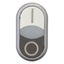 Double actuator pushbutton, RMQ-Titan, Actuators and indicator lights flush, momentary, White lens, white, black, inscribed, Bezel: titanium thumbnail 3