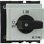 On-Off switch, P1, 40 A, service distribution board mounting, 3 pole + N, with black thumb grip and front plate thumbnail 1