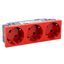 Multi-support multiple socket Mosaic - 3 x 2P+E automatic terminals - red thumbnail 2