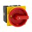 Main switch, T3, 32 A, flush mounting, 2 contact unit(s), 4 pole, Emergency switching off function, With red rotary handle and yellow locking ring thumbnail 32