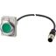 Illuminated pushbutton actuator, Flat, momentary, 1 N/O, Cable (black) with M12A plug, 4 pole, 1 m, LED green, green, Blank, 24 V AC/DC, Metal bezel thumbnail 4