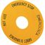 Emergency-Stop label, Yellow, black lettering, Round, 60 mm, de, en, fr, it, Front dimensions 25 × 25 mm thumbnail 1