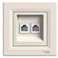 Asfora, double telephone socket, RJ11, cream thumbnail 3