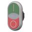 Double actuator pushbutton, RMQ-Titan, Actuators and indicator lights flush, momentary, White lens, green, red, inscribed, Bezel: titanium thumbnail 3