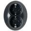 Renova - double socket outlet - 2P + E - 16 A - 250 V AC - black thumbnail 3