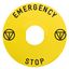 Marked legend, Harmony XB4, Harmony XB5, Ø 60 for emergency stop, EMERGENCY STOP/logo ISO13850 thumbnail 1