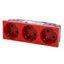 Multi-support multiple socket Mosaic - 3 x 2P+E automatic terminals - red thumbnail 4