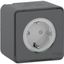 Socket-outlet, Mureva Styl, 2P + E with shutters, side earth, 16A, 250V, surface, grey thumbnail 2