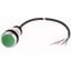 Pushbutton, Flat, momentary, 1 N/O, Cable (black) with non-terminated end, 4 pole, 1 m, green, Blank, Bezel: titanium thumbnail 1