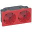 Multi-support multiple socket Mosaic - 2 x 2P+E automatic terminals - red thumbnail 2