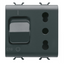 INTERLOCKED SWITCHED SOCKET-OUTLET - 2P+E 16A P17/P11 - WITH MINIATURE CIRCUIT BREAKER 1P+N 16A - 230V ac - 2 MODULES - SATIN BLACK - CHORUSMART. thumbnail 1