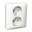Exxact double socket-outlet unearthed screwless white thumbnail 4