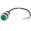 Illuminated pushbutton actuator, Flat, momentary, 1 N/O, Cable (black) with non-terminated end, 4 pole, 1 m, LED green, green, Blank, 24 V AC/DC, Beze thumbnail 1